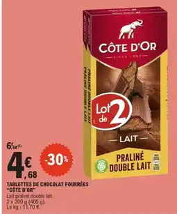 E.Leclerc Express CÔTE D'OR Tablettes de chocolat fourrées offre