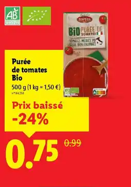 Lidl Purée de tomates Bio offre