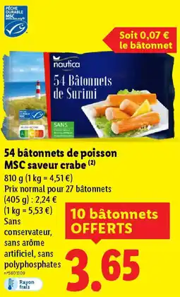 Lidl 54 bâtonnets de poisson MSC saveur crabe offre