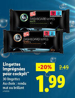 Lidl Lingettes 1.49 imprégnées pour cockpit offre