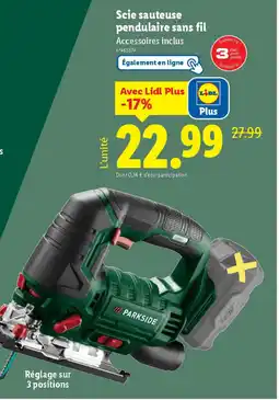 Lidl Scie sauteuse pendulaire sans fil offre