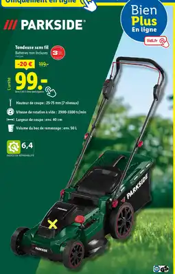 Lidl PARKSIDE Tondeuse sans fil offre
