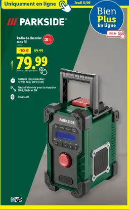 Lidl PARKSIDE Radio de chantier sans fil offre