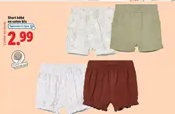 Lidl Short bébé en coton bio offre