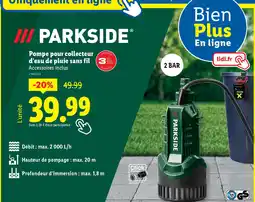 Lidl PARKSIDE Pompe pour collecteur d'eau de pluie sans fil offre