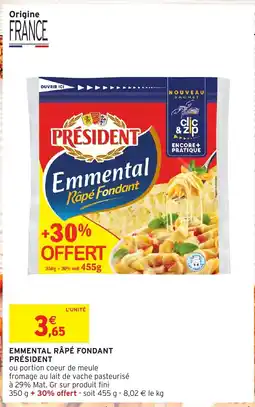 Intermarché Express PRÉSIDENT Emmental râpé fondant offre
