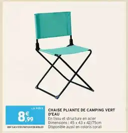 Intermarché Hyper Chaise pliante de camping vert d'eau offre