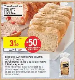 Intermarché Contact Brioche Nanterre Pur Beurre offre