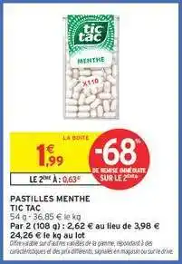 Intermarché Contact PASTILLES MENTHE offre