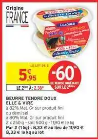 Intermarché Contact Beurre Tendre Doux Elle & Vire offre