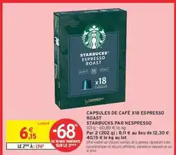 Intermarché CAPSULES DE CAFÉ X18 ESPRESSO ROAST offre