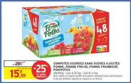 Intermarché COMPOTES GOURDES SANS SUCRES AJOUTÉS POMME, POMME FRAISE, POMME FRAMBOISE POM'POTES offre