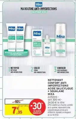 Intermarché Nettoyant Confort Anti Imperfections Acide Salicylique + Squalane Mixa offre