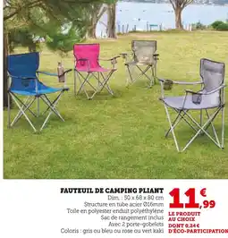 Super U Fauteuil de camping pliant offre