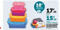 Super U LOT DE 4 BOITES ALIMENTAIRES RETRACTABLES offre