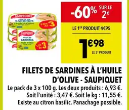 Supeco SAUPIQUET FILETS DE SARDINES À L’HUILE D’OLIVE offre