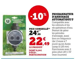 Super U U Programmateur d'arrosage automatique offre