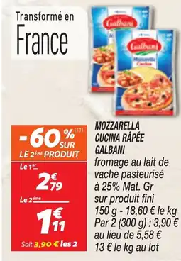 Netto GALBANI Mozzarella cucina rapée offre