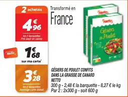 Netto NETTO Gésiers de poulet confits dans la graisse de canard offre