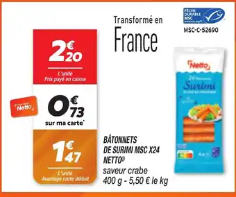 Netto NETTO Bâtonnets de surimi msc x24 offre
