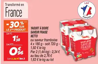 Netto NETTO Yaourt à boire saveur fraise offre