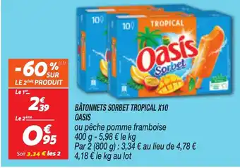 Netto OASIS Bâtonnets sorbet tropical x10 offre
