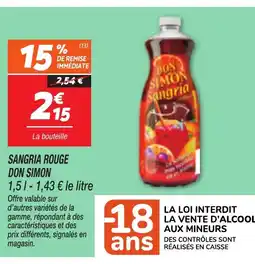 Netto DON SIMON Sangria rouge offre