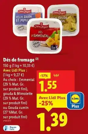 Lidl Chene d'argent - dés de fromage offre