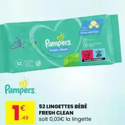 Stokomani PAMPERS 52 lingettes bébé fresh clean offre