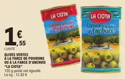 E.Leclerc La ciota - olives vertes à la farce de poivrons ou à la farce d' anchois offre