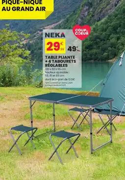 Stokomani NEKA Table pliante +4 tabourets réglables offre