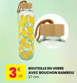 Stokomani Bouteille en verre avec bouchon bambou 27 cm offre