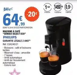 E.Leclerc Senseo - machine à café senseo select eco offre
