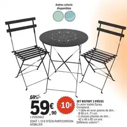 E.Leclerc Dim - set bistrot 3 pièces offre