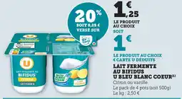 U Express Lait fermente au bifidus u bleu blanc coeur offre