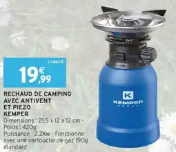 Intermarché Rechaud de camping avec antivent et piezo kemper offre