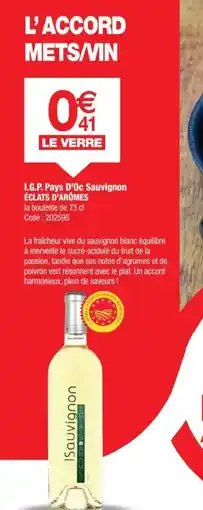 Promocash I.G.P. Pays D'Oc Sauvignon ÉCLATS D'ARÔMES offre
