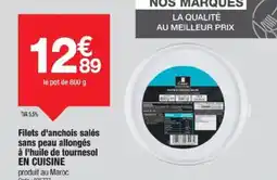 Promocash EN CUISINE Filets d'anchois salés sans peau allongés à l'huile de tournesol offre
