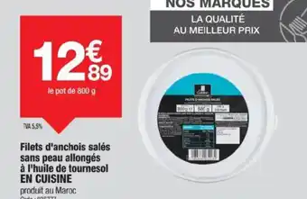 Promocash EN CUISINE Filets d'anchois salés sans peau allongés à l'huile de tournesol offre