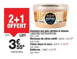 Promocash LABEYRIE RESTAURATION Houmous aux pois chiches & sésame offre