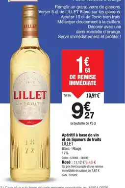 Promocash LILLET Apéritif à base de vin et de liqueurs de fruits offre