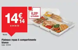 Promocash Plateaux repas 5 compartiments blancs offre