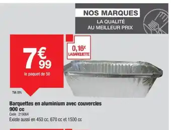 Promocash Barquettes en aluminium avec couvercles 900 cc offre
