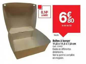 Promocash Boîtes à burger offre