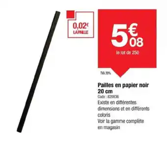 Promocash Pailles en papier noir offre