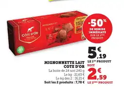 Bi1 COTE D'OR Mignonnette lait offre