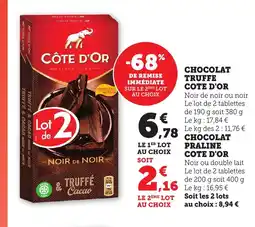 Bi1 COTE D'OR Chocolat truffe offre