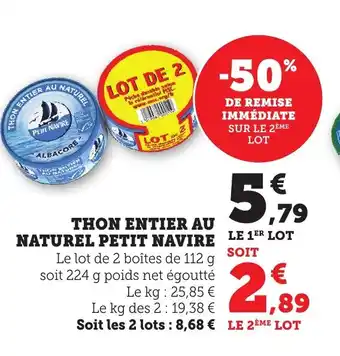 Bi1 PETIT NAVIRE Thon entier au naturel offre