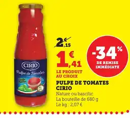 Bi1 CIRIO Pulpe de tomates offre