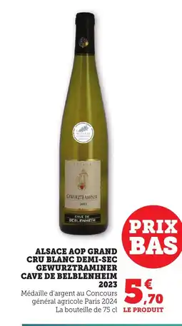 Bi1 CAVE DE BELBLENHEIM 2023 Alsace aop grand cru blanc demi-sec gewurztraminer offre